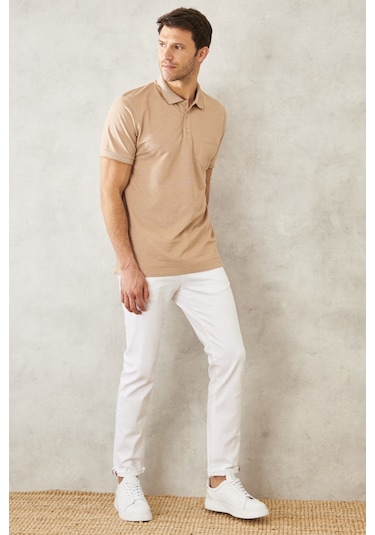 Ac&Co / Altınyıldız Classics Polo Yaka Cepli Regular Fit Bol Kesim Düz Tişört - 482518226 Bej Ac&Co / Altınyıldız Classics Polo Yaka Cepli Regular Fit Bol Kesim Düz Tişört - 482518226 Bej
