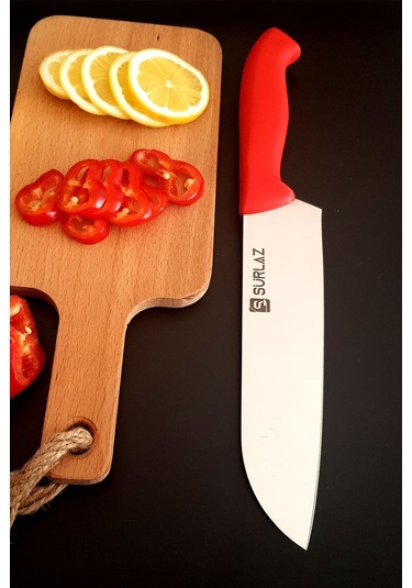 Red Santoku Şef Bıçağı Mutfak Bıçağı Çok Amaçlı Kırmızı