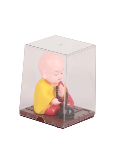 Shineyee Güneş Enerjili Otomatik Keman Çalan Küçük Rahip Figürü - Ev Ofis Araba Dekorasyonu Için Şans Ve Bereket Dilekleri Hediyelik Plastik Figür 456-02 Şeffaf Kutu Kırmızı