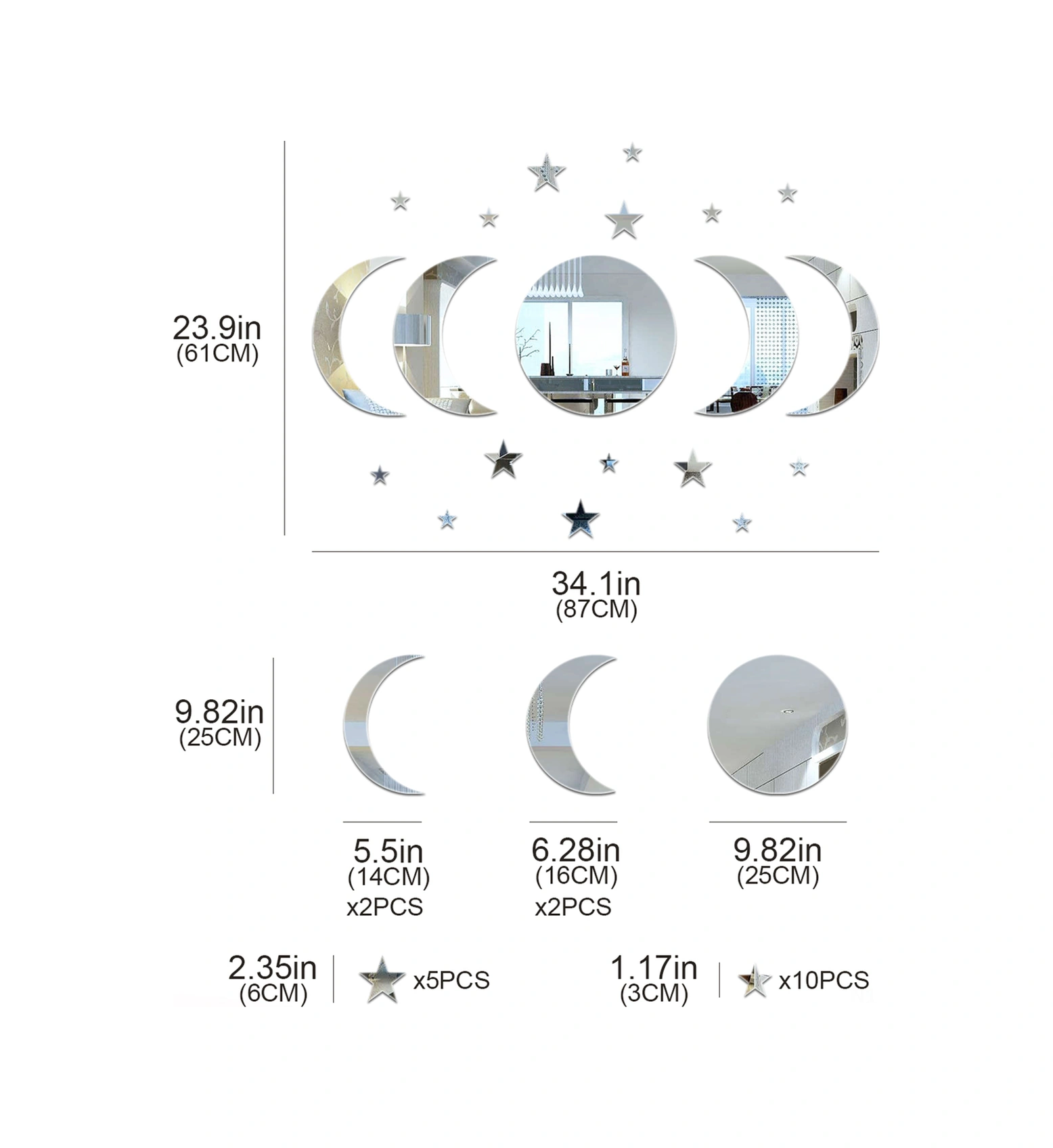 Youmex Ramazan Bayramı Dekorasyonu: 20 Adet Yıldız Ve Ay Desenli Akrilik Duvar Sticker, Ev Ve Parti Dekoru
