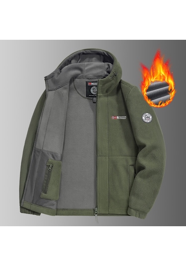 Snapbuy Kapüşonlu, Polar Erkek Ceket Yeşil
