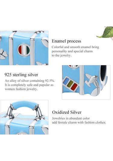 S925 Ayar Gümüş Dıy Bilezik Gevşek Boncuk Mavi Seyahat Çantası Boncuk Çok Renkli