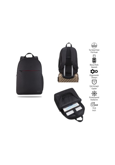 Classone 15,6 İnch W200- Mila Serisi Macbook, Laptop , Notebook Sırt Çantası - Siyah