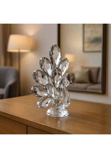 Gümüş Tavus Kuşu Kristal Cam Ob 12x16