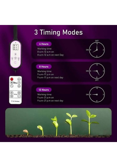 Springsun Dört Başlı Tam Spektrum Led Bitki Büyüme Lambası - Otomatik Zamanlama Ve Işık Seviyesi Ayarlama, 80 Led Işık Kaynağı, Çok Yönlü Açı Regülasyonu, İç Mekan Bitki Bakımı Için Siyah