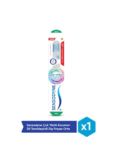 Sensodyne Çok Yönlü Koruma+ Dil Temizleyicili Diş Fırçası Orta
