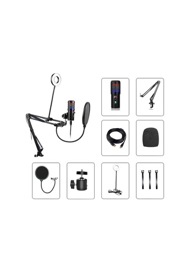 WellSound A6S-B Profesyonel Işıklı Mikrofon Seti