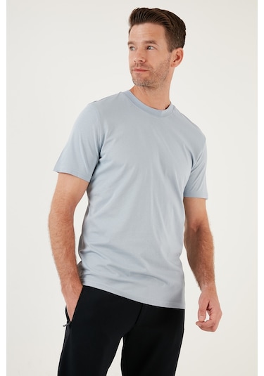 Buratti Pamuklu Regular Fit Bisiklet Yaka Basic Erkek T Shirt 59020201 Orta Mavi