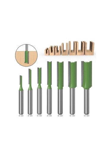 Tangshopping Adet 1/4 Inç Şaft Tek Çift Flüt Düz Uçlu Freze Kesici