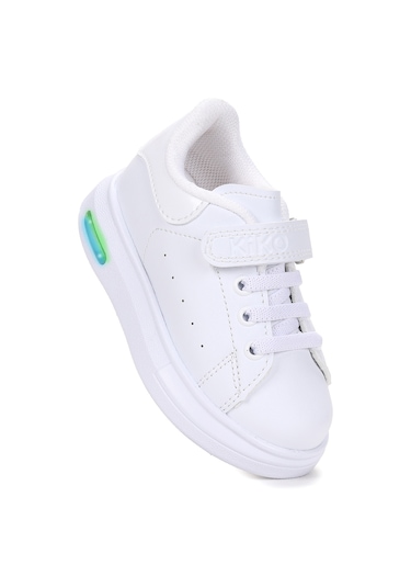 Kiko Kids Tinsa Günlük Cırtlı Işıklı Kız Bebek Spor Ayakkabı Beyaz - Beyaz Beyaz - Beyaz