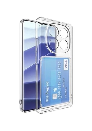 Apsuwa Xiaomi Redmi Note 14 Pro Plus Kılıf Kartlıklı Silikon Şeffaf