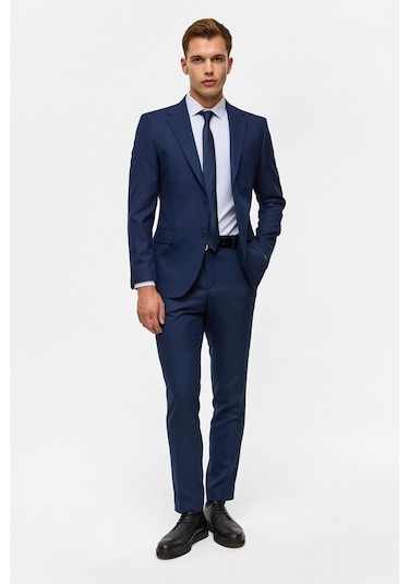 Lacivert Slim Desenli 6 Drop Takım Elbise-38836 Lacivert