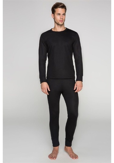 Unisex Siyah Yetişkin Kayak Doğa Sporları Termal İçlik Takım Siyah