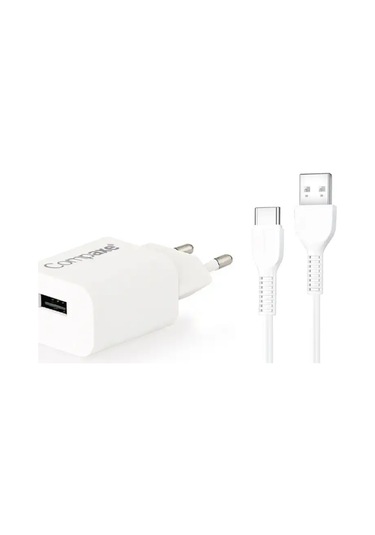 Compaxe Cta-521utb24 10w 5v 2.1a Tek Usb + Usb To Type C 2.4a Kablolu Set Beyaz