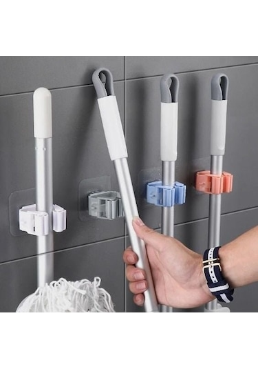 Paspas Süpürge Fırça Ve Mop Askısı Sap Tutucu Mop Gri 4'lü