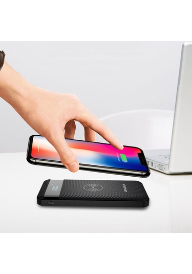 Symbee Aweı P55k 10000mah Kablosuz Powerbank Siyah - 3 Cihazı Eşzamanlı Şarj Edebilir, Elektrik Miktarı Göstergesi, Mini Boyut Siyah