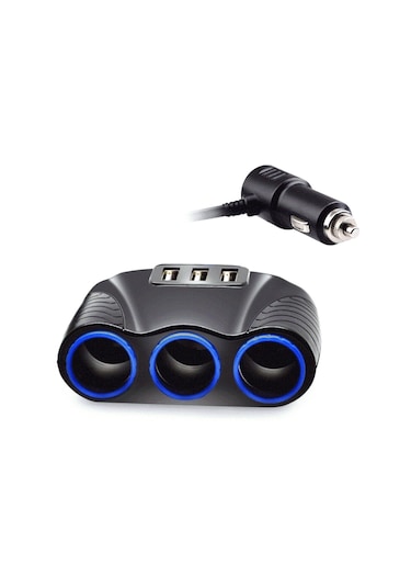 Lemestar Araç Çakmak Soketi Bölücü: 3 Soket + 3 Usb 5v/3.1a , 12-24v Girişli, Akıllı Telefon, Tablet, Gps İçin 120w Adaptör