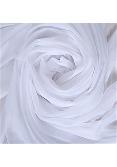 Mikro İpek Vual Pilesiz Düz Tül Perde Kar Beyaz - Kar Beyaz