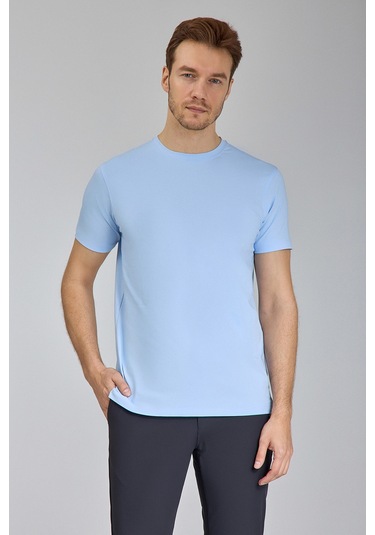 Bisse Supima Gömlek Yaka Cool Touch Erkek T-shirt Mavi Ts24y24106 D35 Mavi