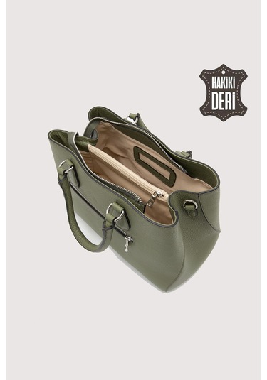 Hakiki Deri Yeşil Kadın Kol Çantası Uzun Askılı Smr7666 Yeşil