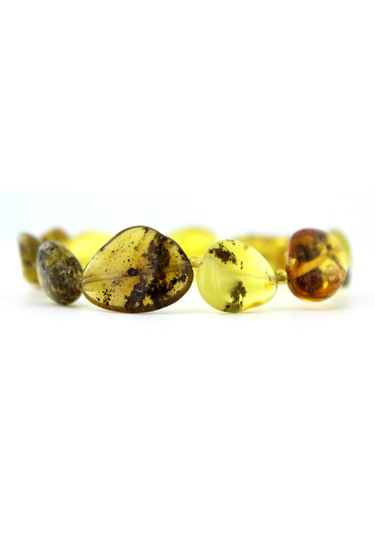 Kehribar Bileklik Amorf Tasarım Ambergold Blk23-142 Çok Renkli