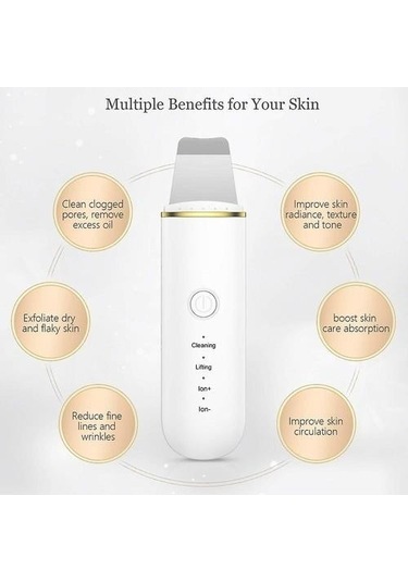 Ultrasonik Cilt Scrubber Derin Yüz Yüz Gözenek Temizleyici Scrubber Asansör Makinesi Güzellik Cilt Scrubber Iq6vs3 Beyaz