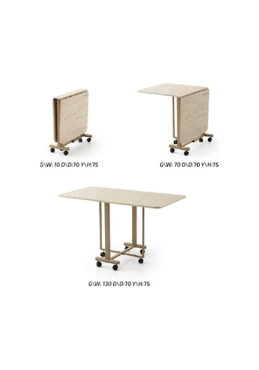 Katlanır Metal Tekerlekli Ayak Masa, Traverten, 70x10 Diğer