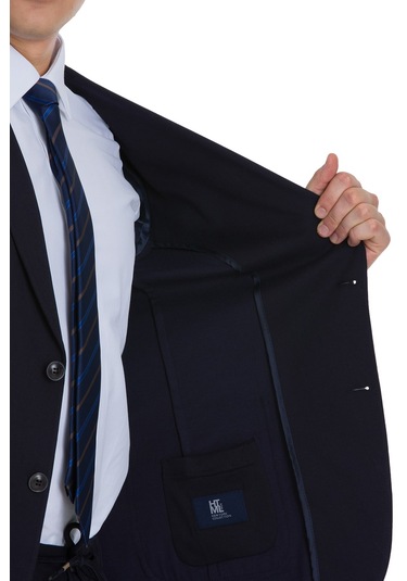 Lacivert Regular Fit Mono Yaka Pamuklu Takım Elbise 34353 Lacivert