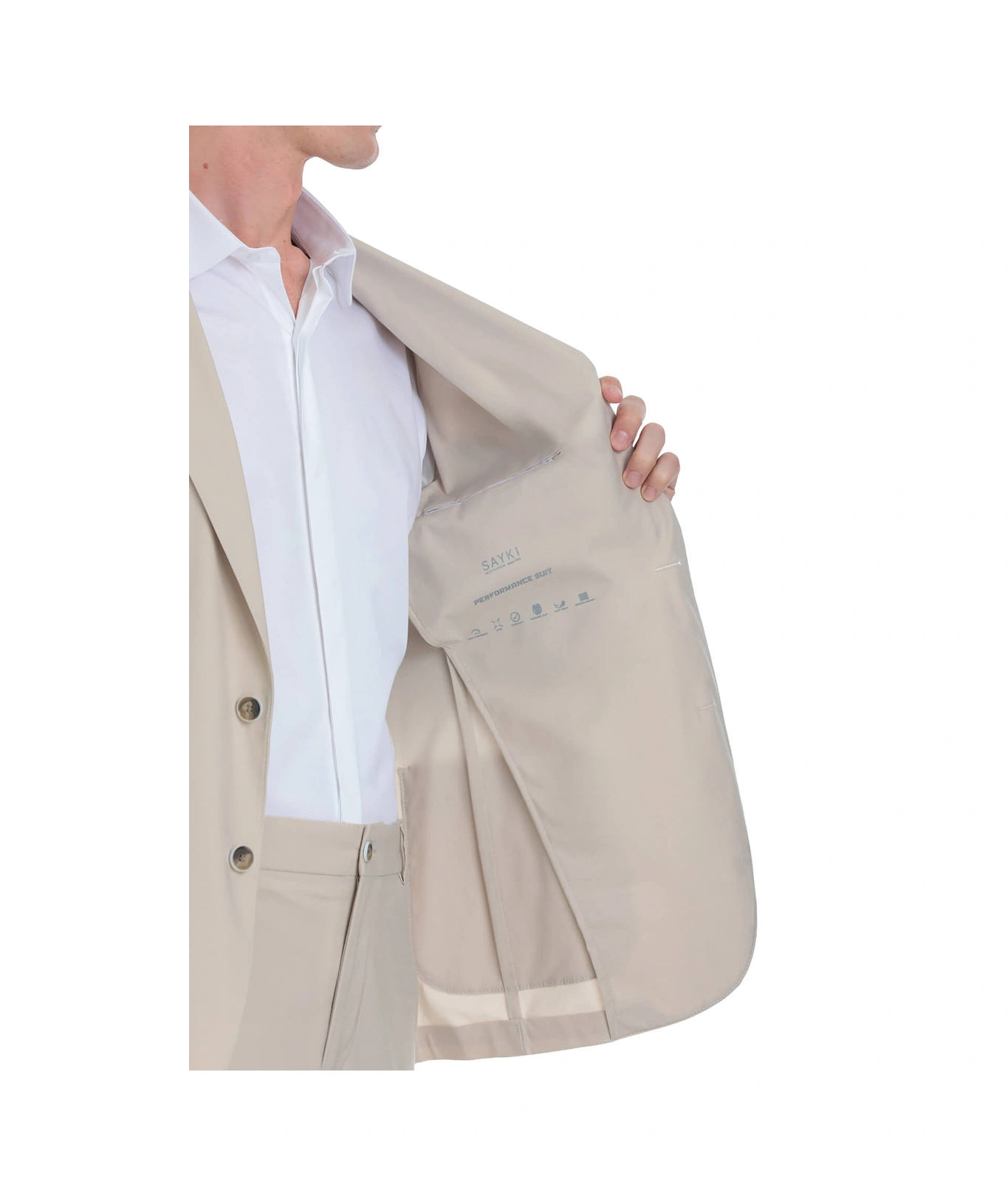 Bej Slim Fit Mono Yaka Casual Takım Elbise Bej