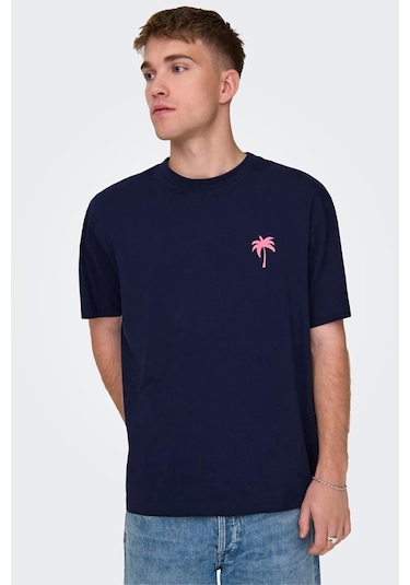 Only & Sons Onsmervyn Lıfe Rlx Summer Ss Tee 22029519 Lacivert 001
