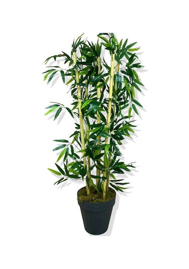 Cihan Çiçekçilik Yapay Yapraklı Bambu Ağacı 5 Bambu'lu 110 Cm Beyaz- Yeşil