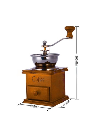 Kahve Öğütücü Makinesi Çekirdeği Antik Görünüm Ahşap Taban
