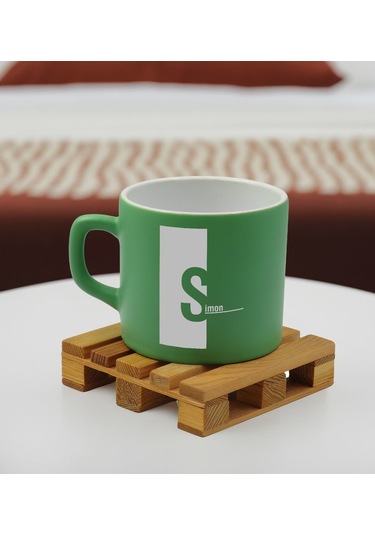 Bk Gift Kişiye Özel İsimli Yeşil Renkli Middle Çay & Kahve Fincanı-4, Arkadaşa Hediye, Sevgiliye Hediye, Doğum Günü Hediyesi Kobitmeyencom32523 Bk Gif