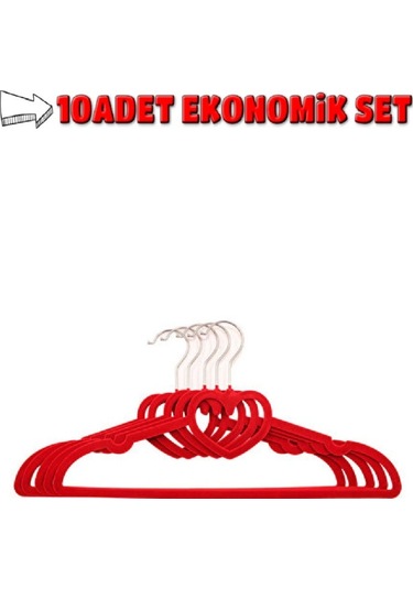 10 Adet Premium Kadife Pantolon Elbise Askısı Yüksek Kalite Kırmızı Mh01 Kırmızı