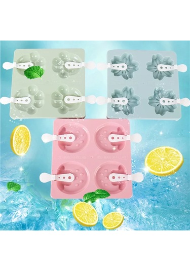 Ev Yapımı Dıy Mini Dondurma Kalıp 6 Hücreleri Buz Küpü Kalıpları Pembe