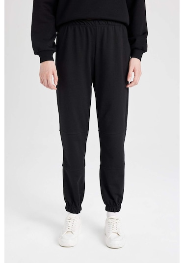 Defacto Beli Paçası Lastikli Cepli Uzun Boy Basic Düz Jogger Eşofman Altı D6646AX24WNBK81 Siyah