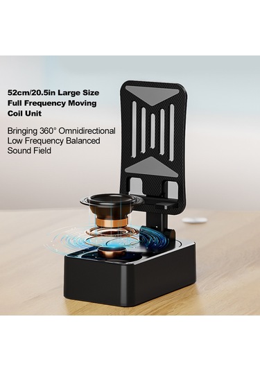 Cep Telefonu Standı Üçü Bir Arada Bt Hoparlör Telefon Standı Ve Şarj Cihazı Katlanabilir Ve Döndürülebilir 5000mah Taşınabilir Hoparlörler Telefon Şarj Standı Masa İçin Siyah