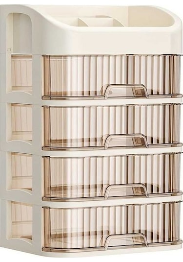 Novahub 5 Katlı Kozmetik Düzenleyici, 4 Çekmeceli, Krem Sarı Sarı