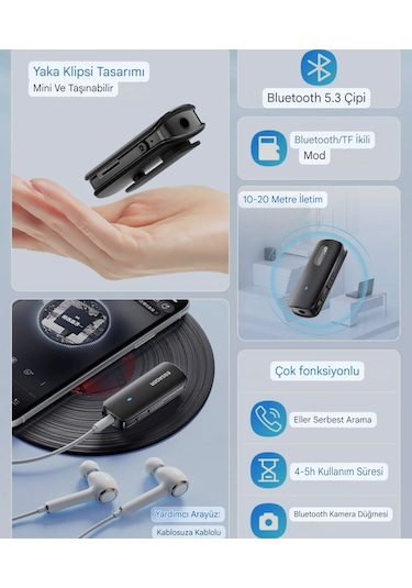 Bt09 Bluetooth 5.3 Araç Kiti Çok Fonsiyonlu 3.5mm Ses Aux Jack