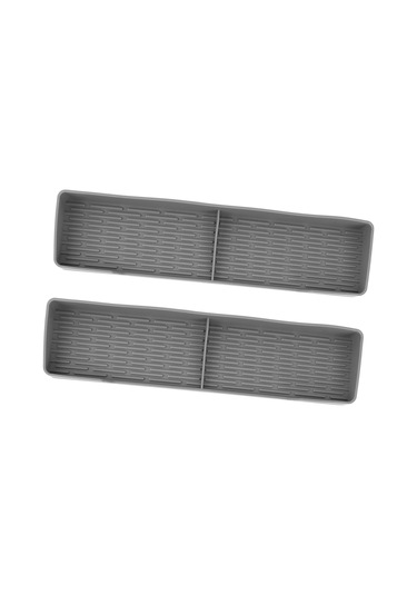 2 Adet Manyetik Silikon Ocak Rafı Sızdırmaz Kaymaz Fırın Baharat Rafı Düzenleyici Mutfak Aksesuarları Gri Diğer