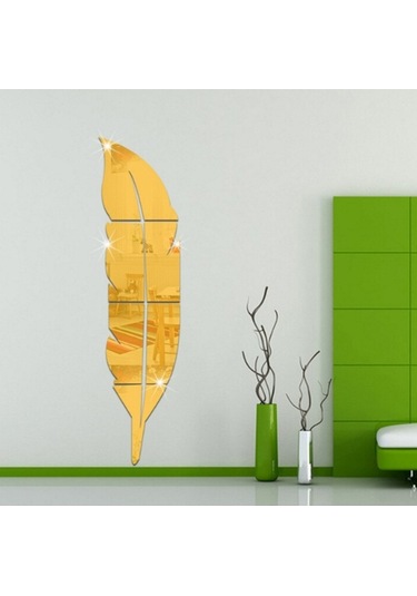 Novahub Diy Tüy Akrilik Ayna Duvar Çıkartması, 30x120cm Altın, Ev Dekorasyonu Sanat Sticker/ Diğer