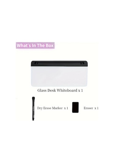 Willowhaven Siyah Kompakt Cam Masaüstü Yazı Tahtası Depolamalı Modern Tasarım Siyah
