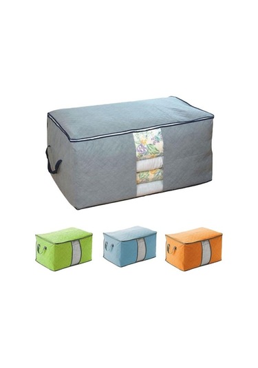 Yeşil Fermuarlı İstiflenebilir Giysi Yorgan Yastık Saklama Çantası Kutusu Ev Organizatör Kılıfı Yeşil