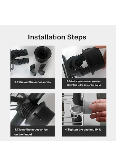 Fosenze Banyo Ve Mutfak İçin Paslanmaz Çelik Sulama Musluğu Asılı Organizer - Süpürge, Sabun Ve Sponge Döküm Sepeti Siyah