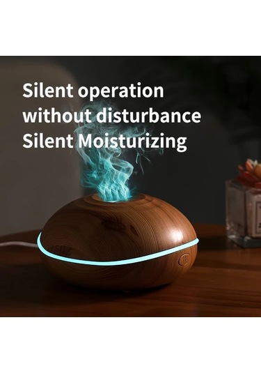 Techbloom Aroma Nemlendirici Esansiyel Yağ Eklenebilir Renkli Aydınlatma Wood Grain Color Küçük Rahatlatıcı Makine