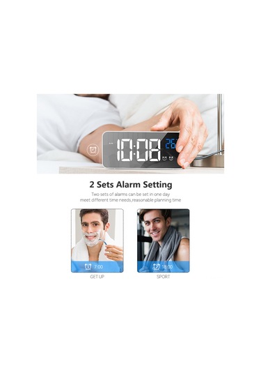 Dofolink Led Müzik Saat, Akıllı Ses Kontrol, 2 Alarm Ayarı, 4 Seviye Parlaklık, Gümüş/beşik/siyah, İçin Li-poly Batarya