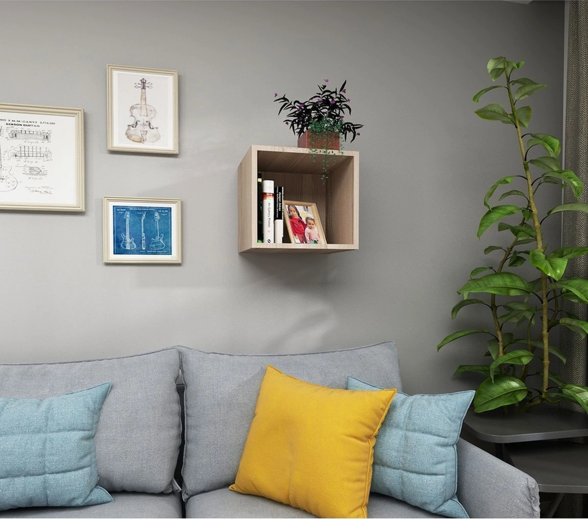 Kitaplık Kare Duvar Rafı Tekli Arkalıklı Mobilya Takım Cordoba Cordoba