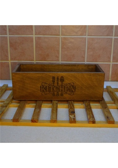 Ahşap Organizer Kahverengi Mutfak Organizer Çok Amaçlı