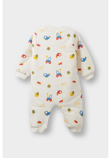 Defacto Erkek Bebek 1,6 Tog Elyaf Araç Baskılı Penye Tulum F3527a525wner233 Ekru