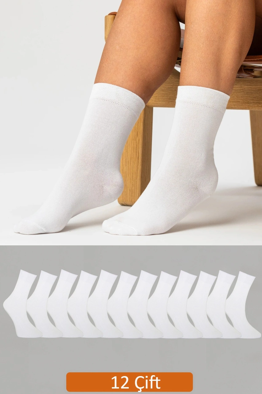 12'li Premium Kadın Beyaz Soket Çorap Vk-kadın-beyaz-soket12li
